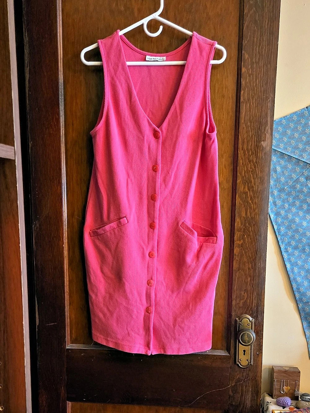 Vintage Pink Button Front Mini Dress/Vest